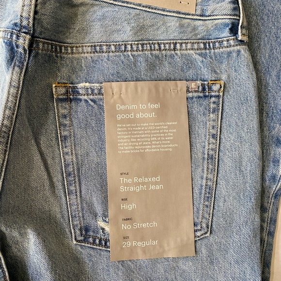 NWT Everlane Jeans The Relaxed Straight Fit Organic cotton Size 29 - Picture 14 of 16